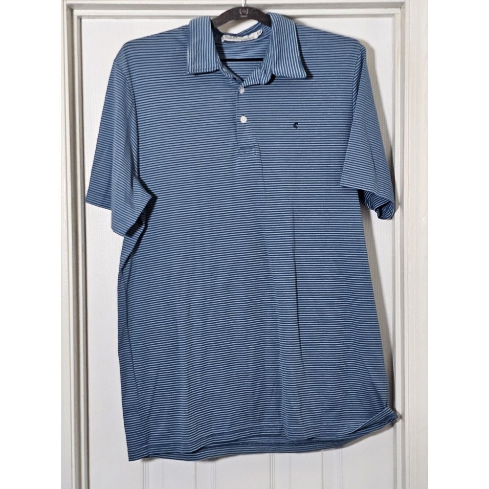 Criquet Short Sleeve Polo‎ Shirt Mens Large Blue/Green Poly/Cotton/Spandex  Logo